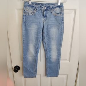 Knox Rose Rhinestone Embellished Crop Jeans size 6